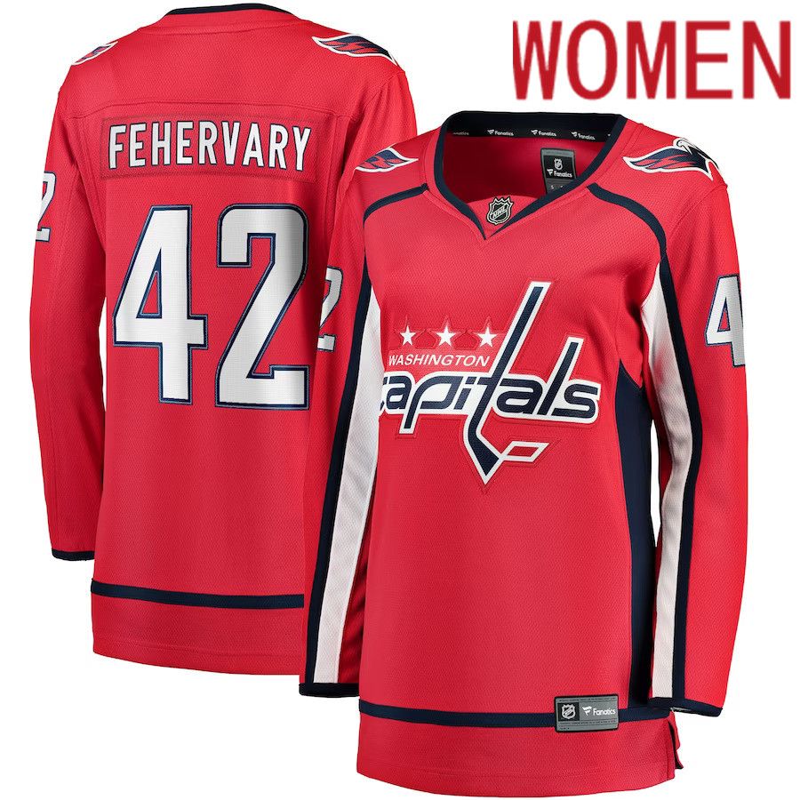 Women Washington Capitals 42 Martin Fehervary Fanatics Branded Red Home Breakaway Player NHL Jersey